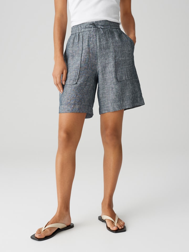 Leinen-Shorts in Dunkelblau