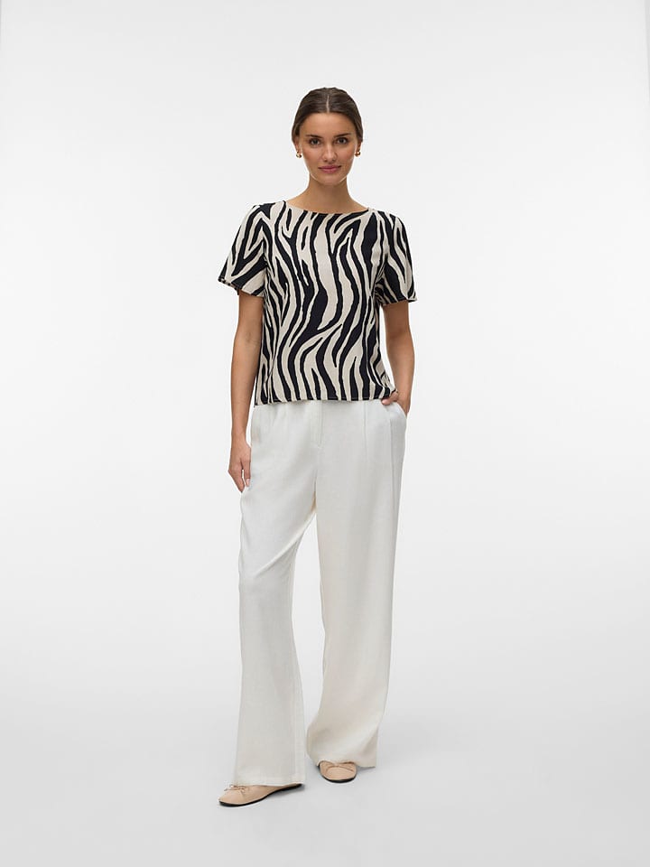 Bluse in Sand/ Schwarz