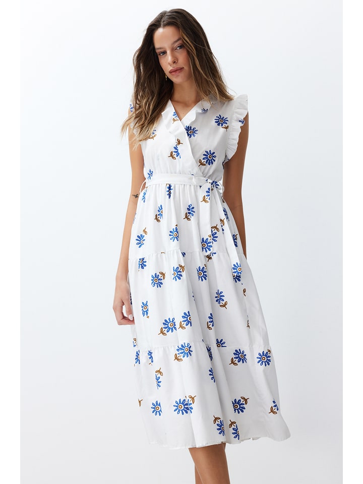 Jurk wit/blauw