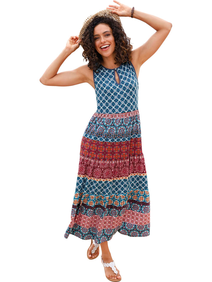 Kleid in Blau/ Rot