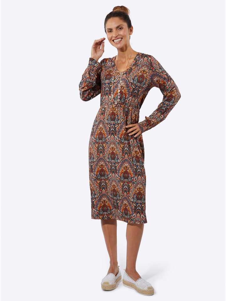 Kleid in Blau/ Orange
