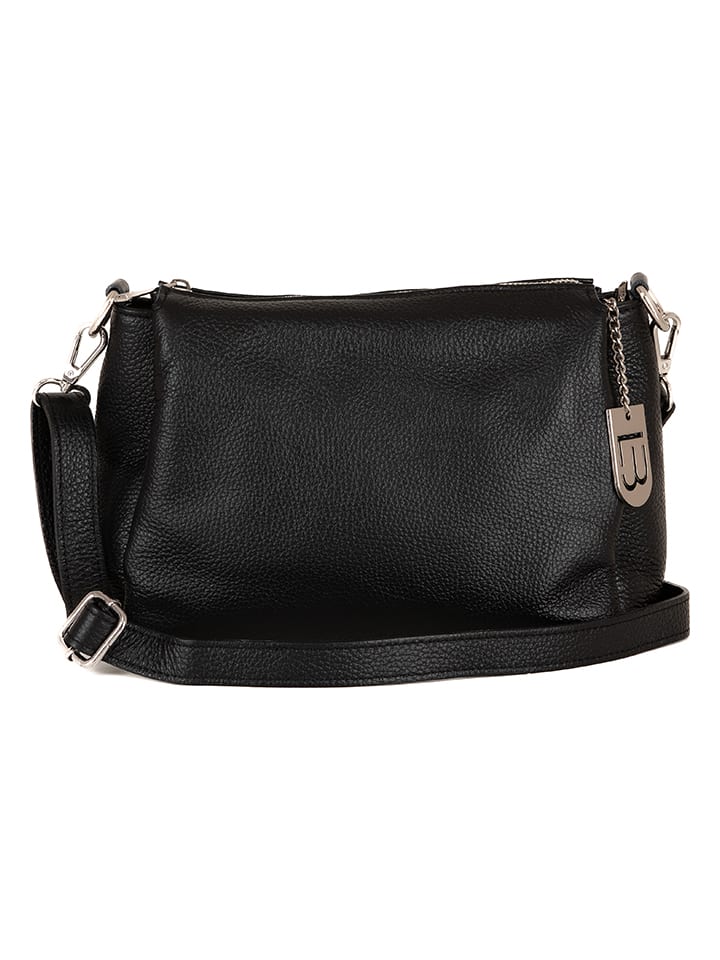 Leder-Umhängetasche "Melfi" in Schwarz - (B)26 x (H)19 x (T)9 cm