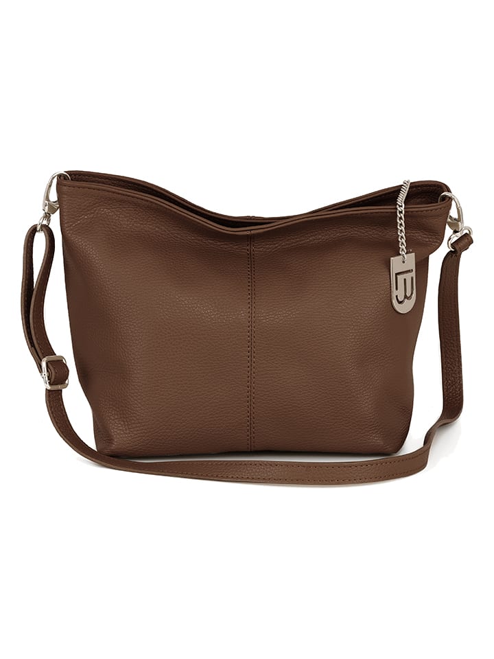 Leder-Umhängetasche "Trapani" in Braun - (B)33 x (H)25 x (T)14 cm