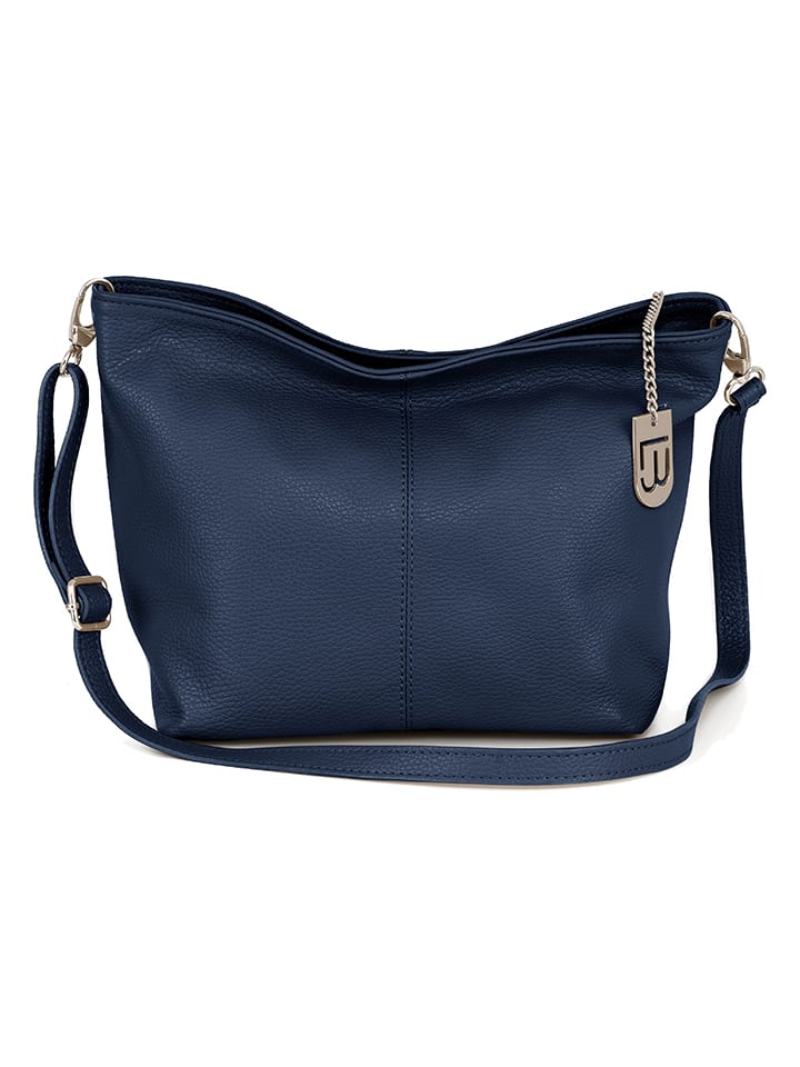 Leren schoudertas "Trapani" donkerblauw - (B)33 x (H)25 x (D)14 cm