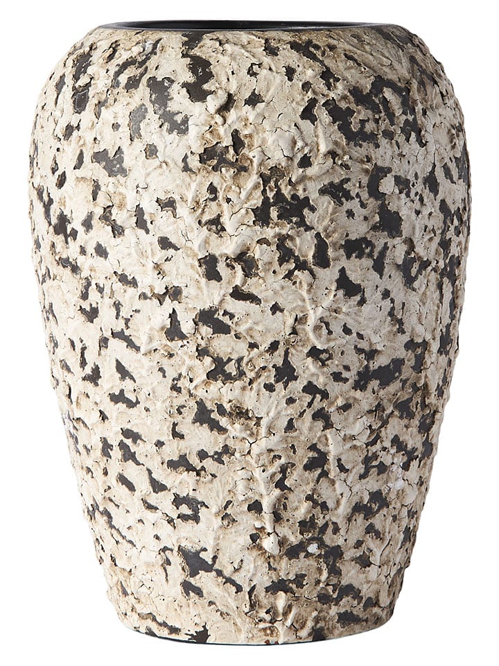 Vaas "Dawn" crème/zwart - (H)26,5 x Ø 19 cm