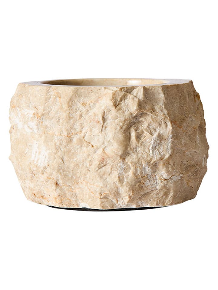Świecznik "Batu" w kolorze kremowym - wys. 7 x Ø 10 cm