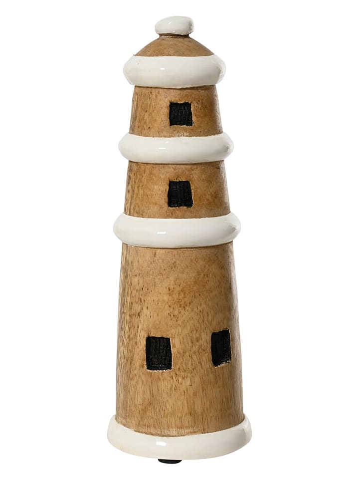 Deco-object ''Leuchtturm'' lichtbruin - (H)20,5 x Ø 7 cm