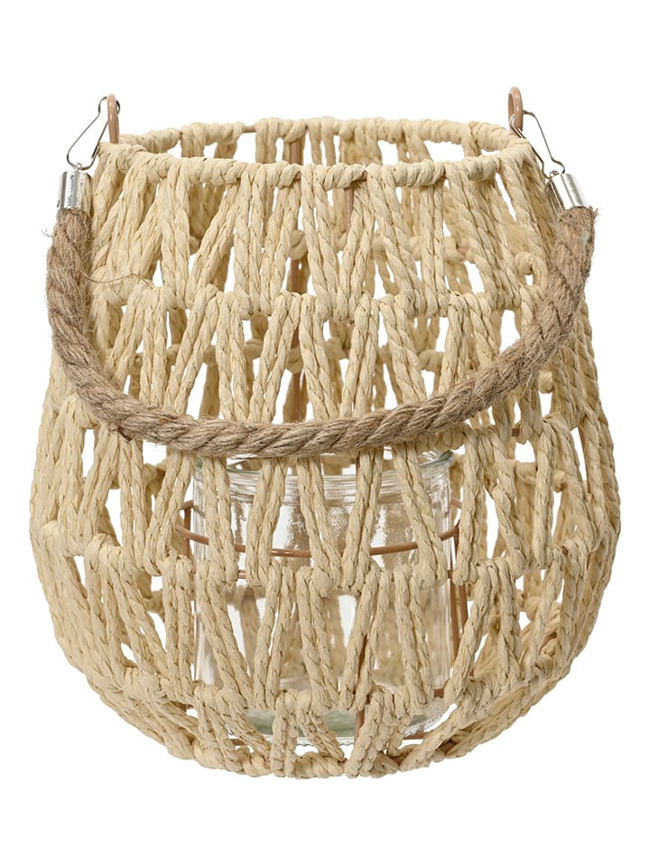 Laterne in Beige - (H)22 x Ø 21 cm