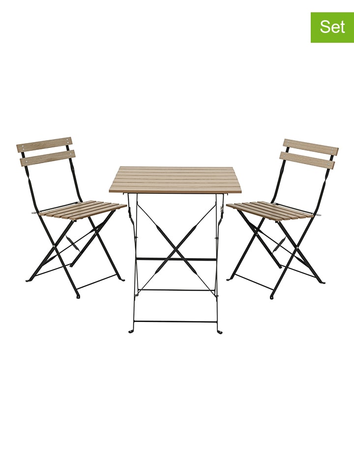 3-delige tuinmeubelset ''Leeds'' zwart/beige