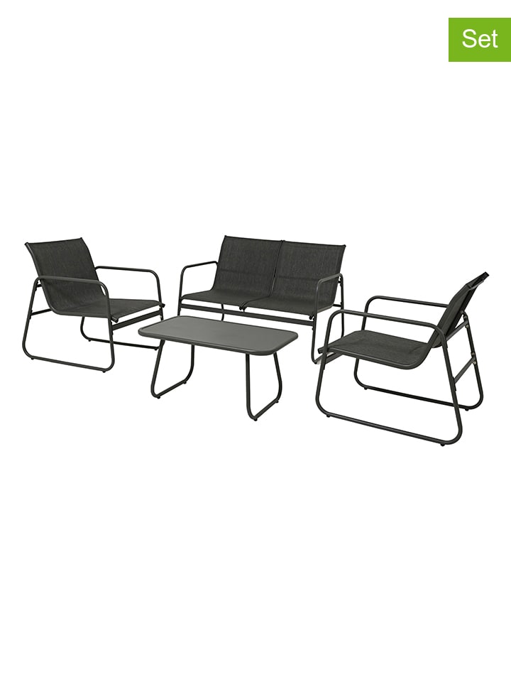 4tlg. Gartenmöbel-Set in Schwarz