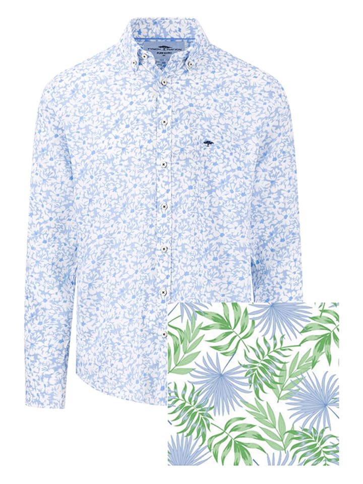 Leinen-Hemd - Casual fit - in Hellblau
