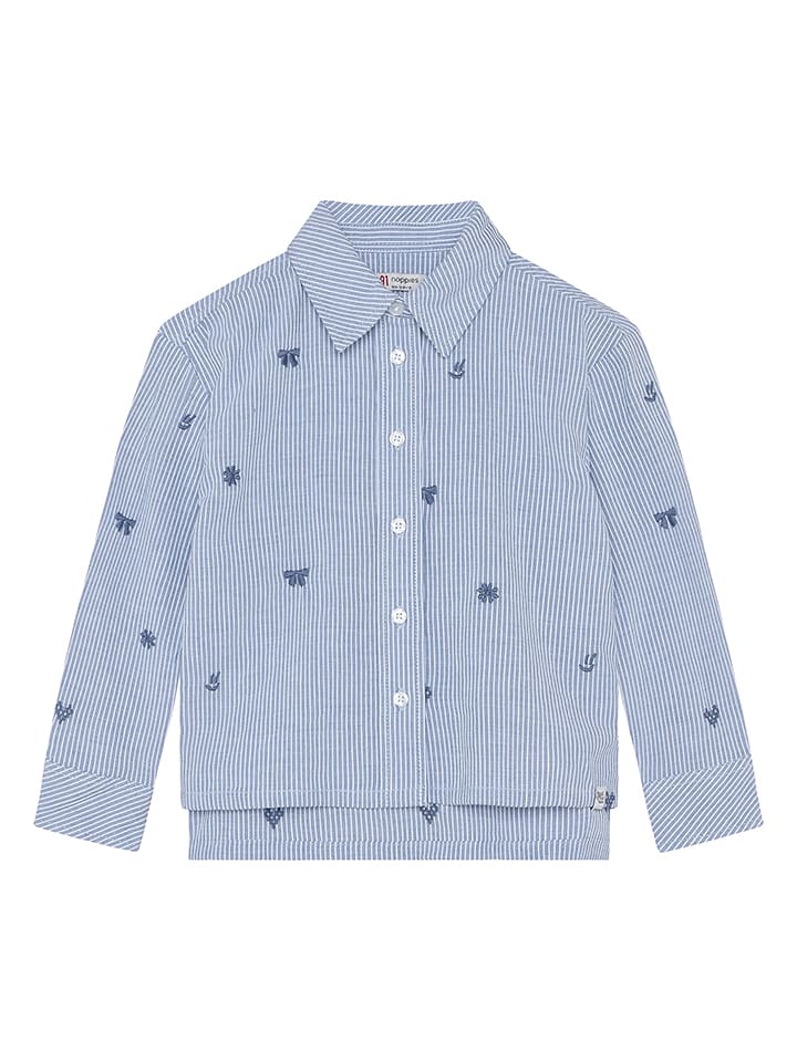 Bluse in Hellblau/ Weiß