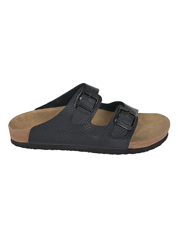 Leren slippers zwart