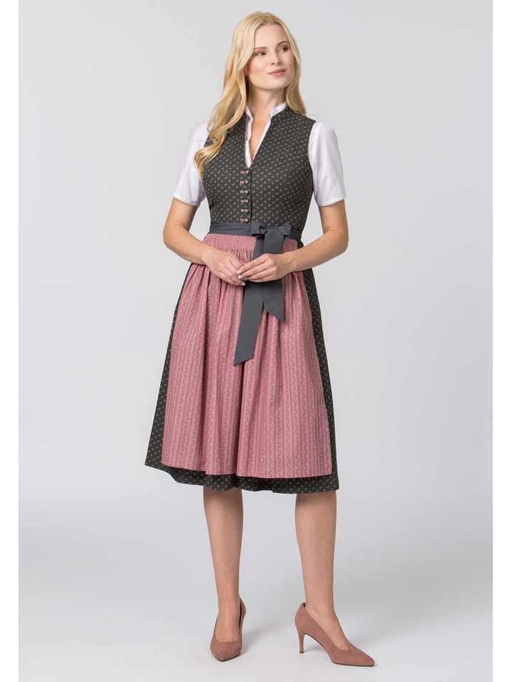 Dirndl "Hannah" in Dunkelgrau/ Rosa