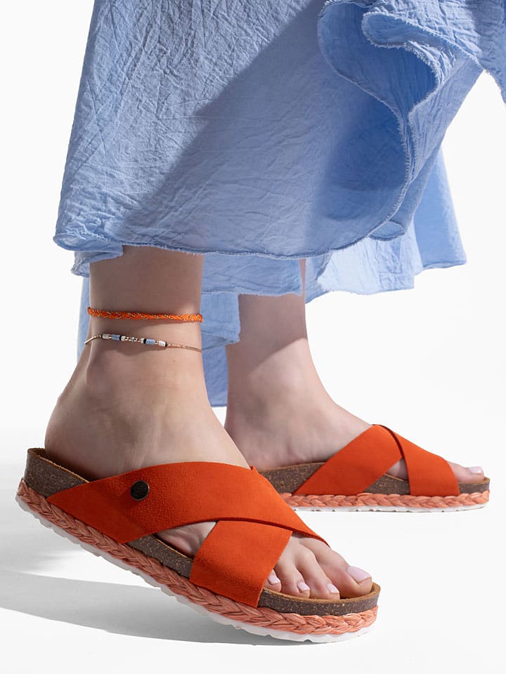 Leren slippers "Burgos" oranje