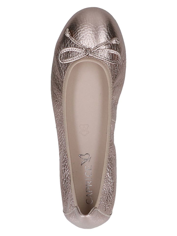 Leder-Ballerinas in Taupe