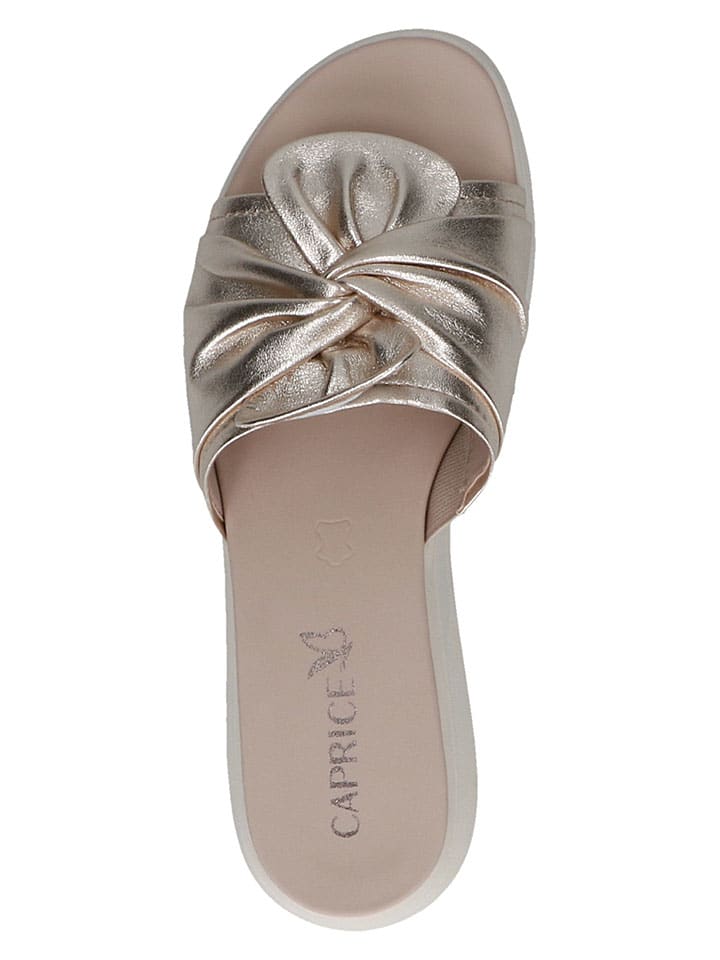 Leren slippers goudkleurig