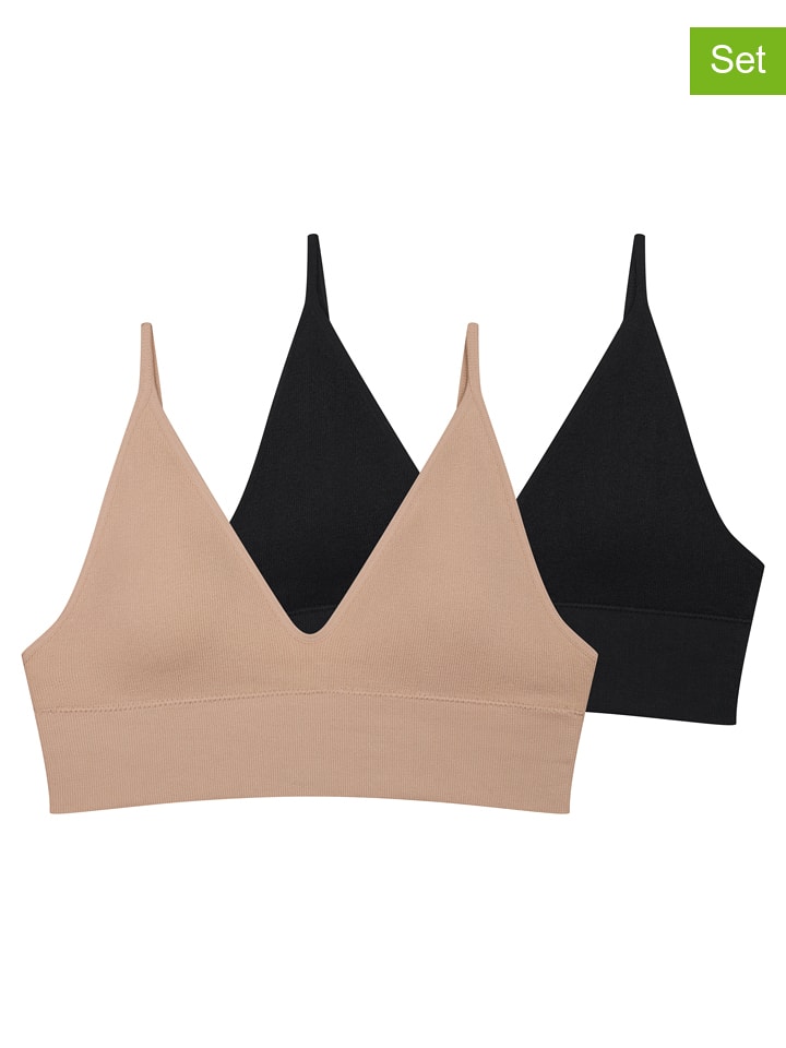 2er-Set: Bustiers in Schwarz/ Beige