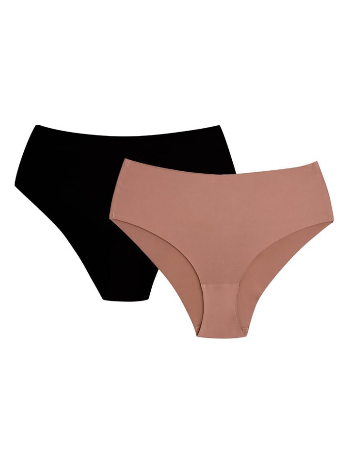 2er-Set: Taillenslips in Altrosa/ Schwarz