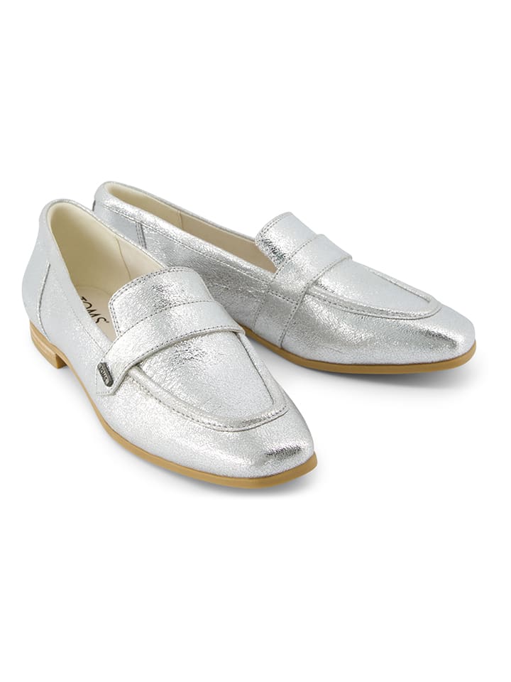 Leder-Slipper in Silber