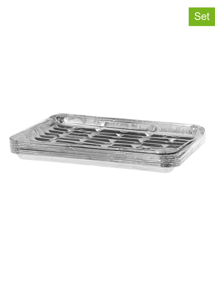 Tace grillowe (8 szt.) w kolorze srebrnym - 16,5 x 24 x 3 cm