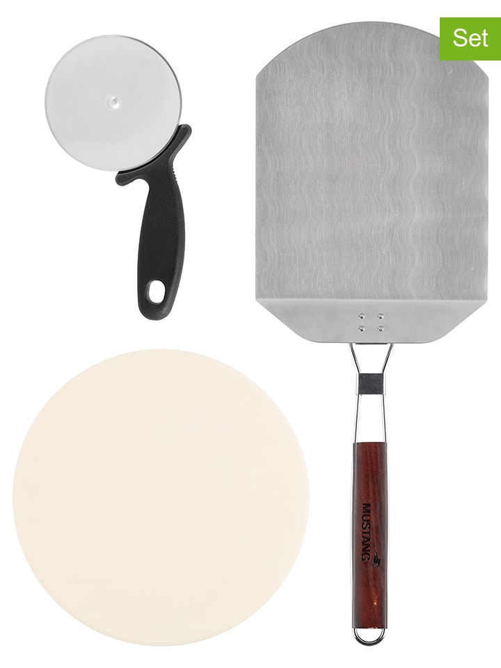 3-delige pizzaset grijs/crème