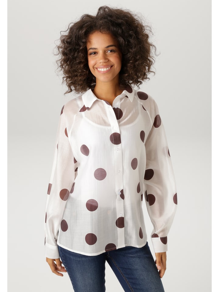 Bluse in Weiß/ Braun