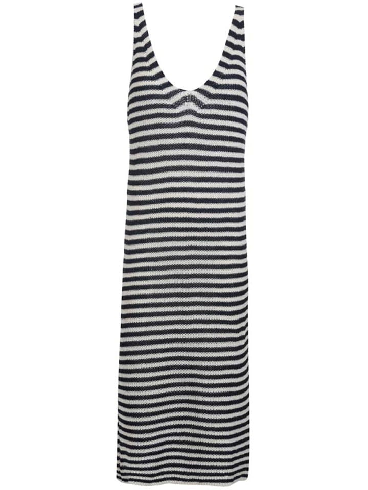 Gebreide jurk "Loralin" donkerblauw/wit