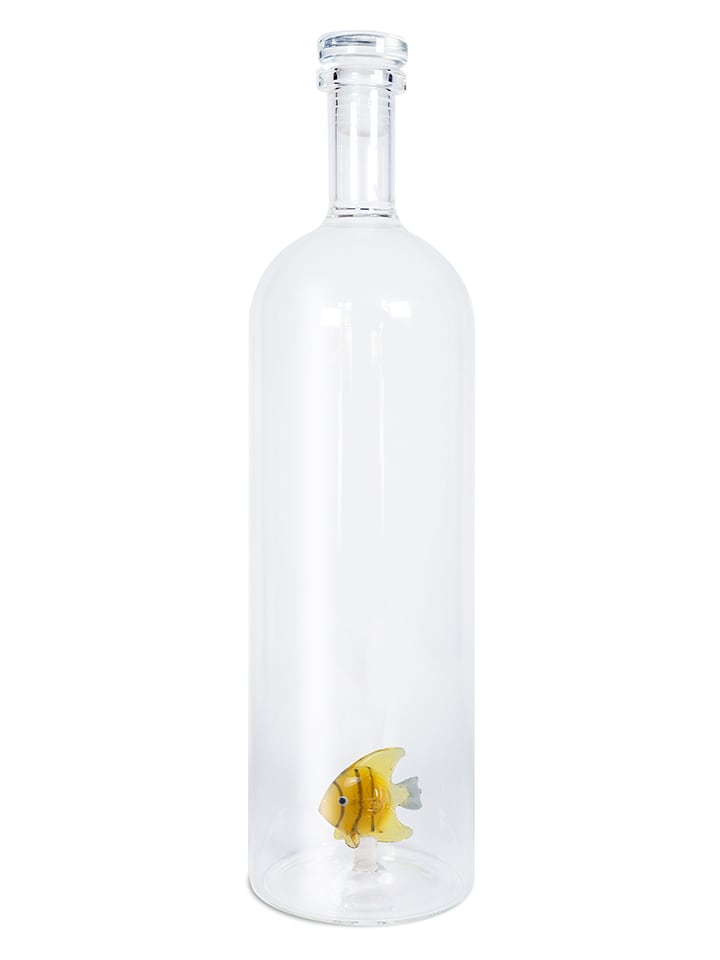 Glasflasche "Goldfish" in Transparent/ Gelb - 1,2 l
