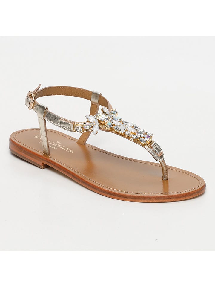 Leder-Zehensandalen "Wakefield" in Gold
