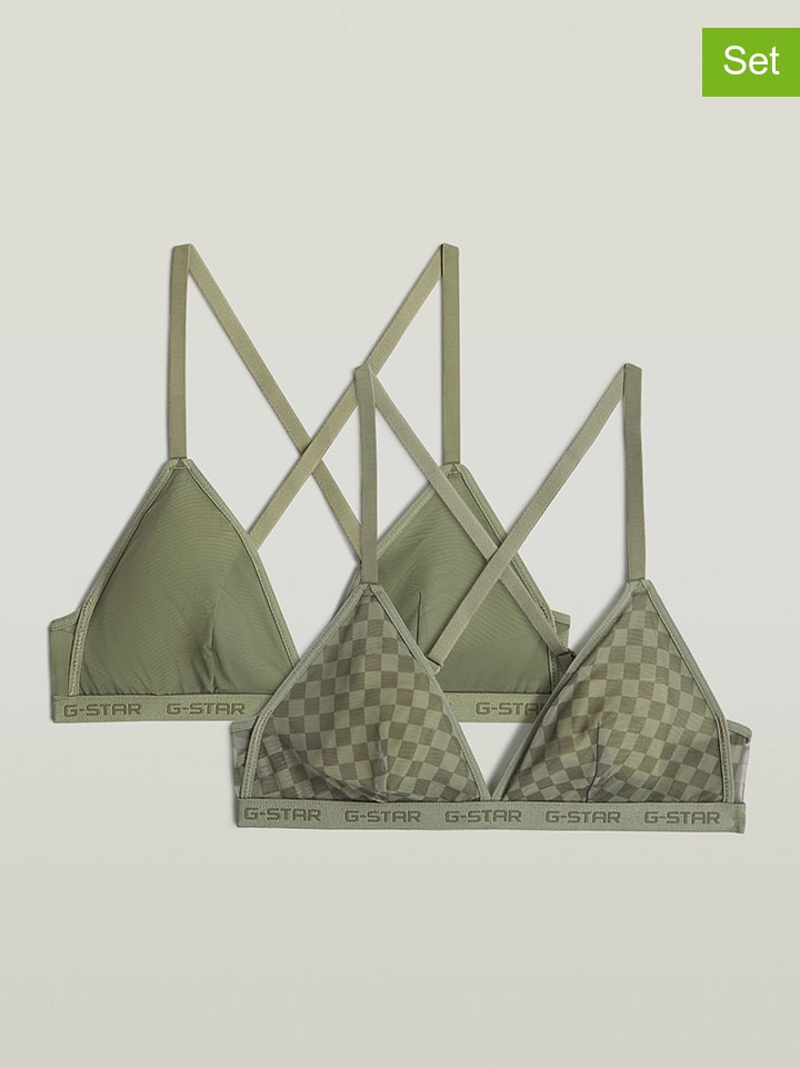 2-delige set: beugelloze beha's groen