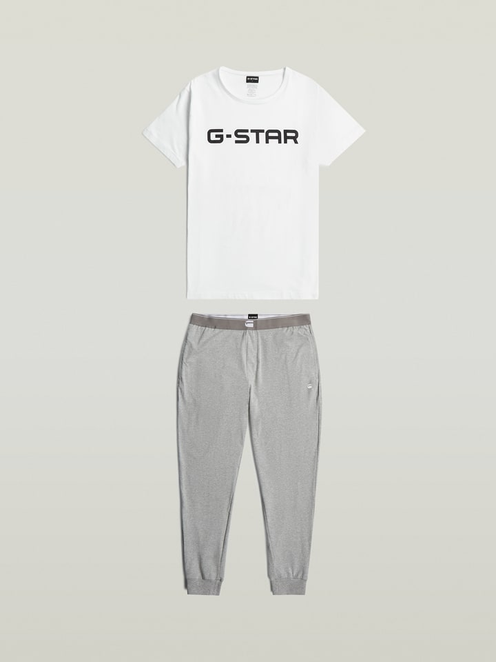 Pyjama wit/grijs