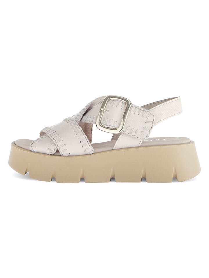 Leder-Sandaletten in Creme