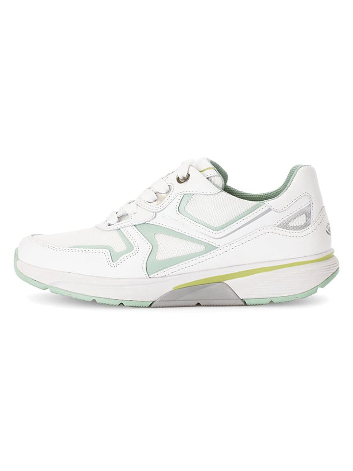 Leder-Sneakers in Weiß/ Mint