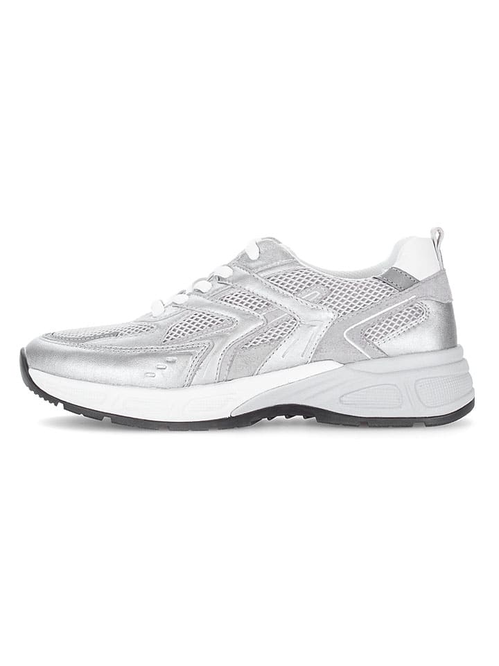 Leder-Sneakers in Silber