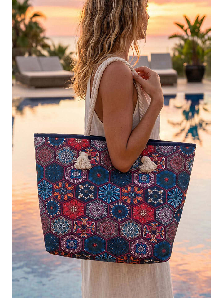 Torba plażowa w kolorze niebieskim - 56 x 35 x 15 cm