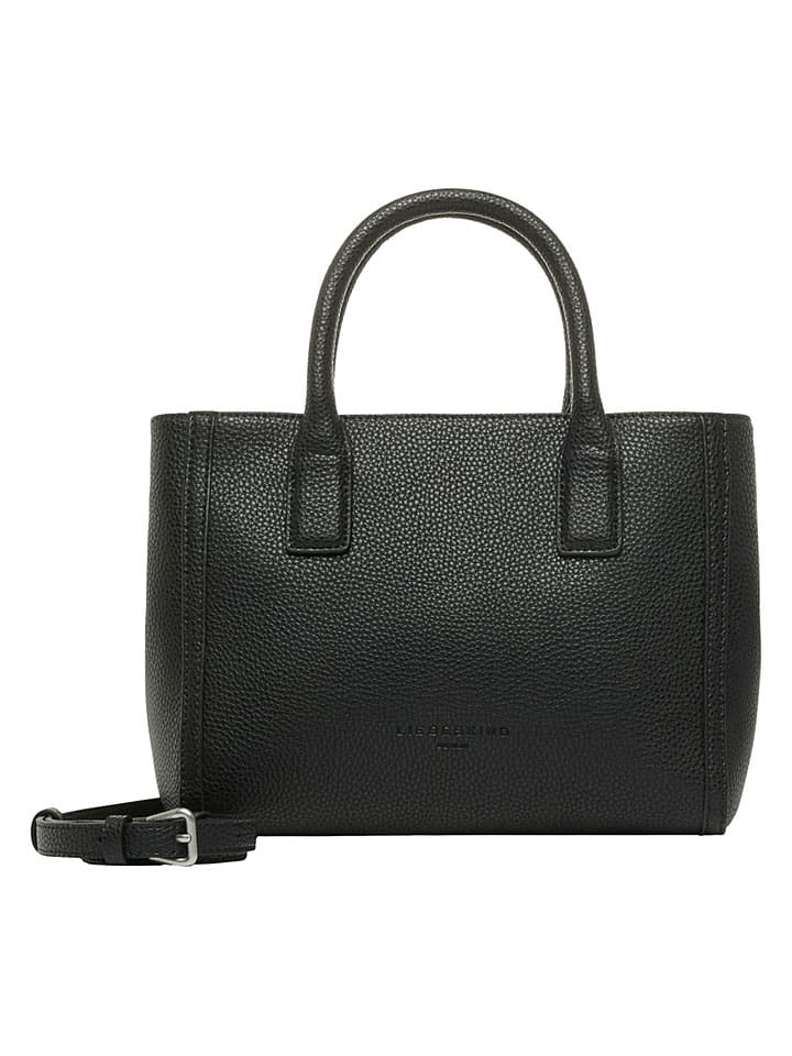 Leder-Henkeltasche in Schwarz - (B)25 x (H)20 x (T)12 cm