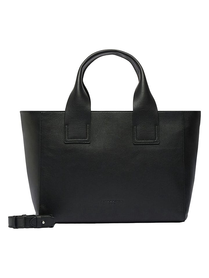 Leder-Henkeltasche in Schwarz - (B)35 x (H)27 x (T)13 cm