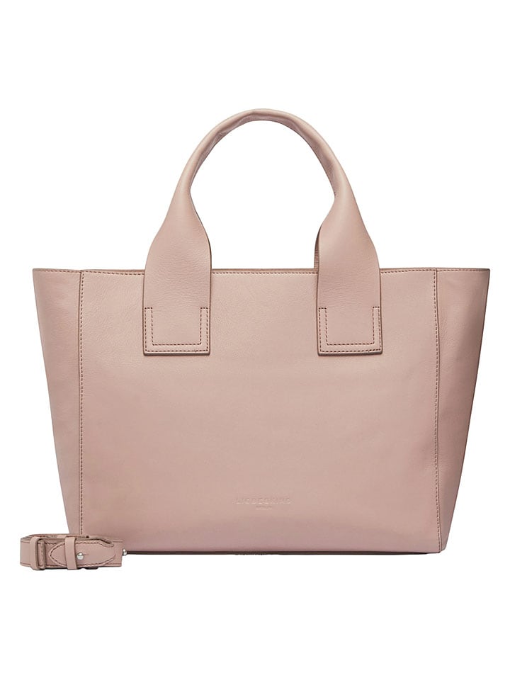Skórzana torebka w kolorze beżowym - 35 x 27 x 13 cm