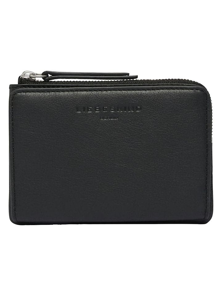 Leder-Geldbörse in Schwarz - (B)13 x (H)9 x (T)1 cm