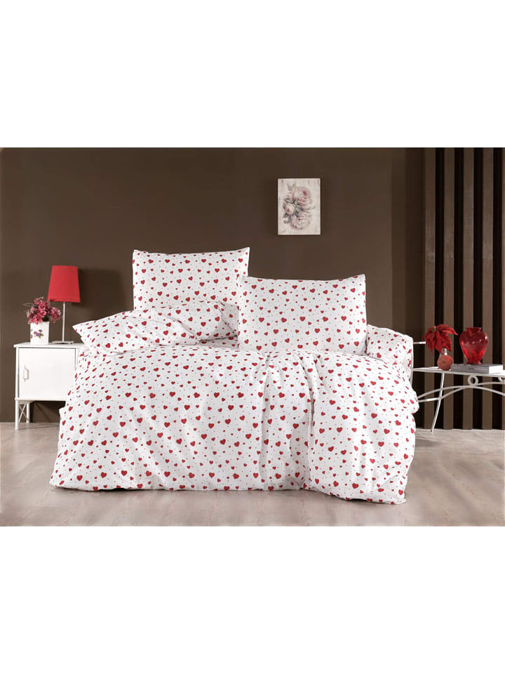 Beddengoedset "Hearty" rood/wit