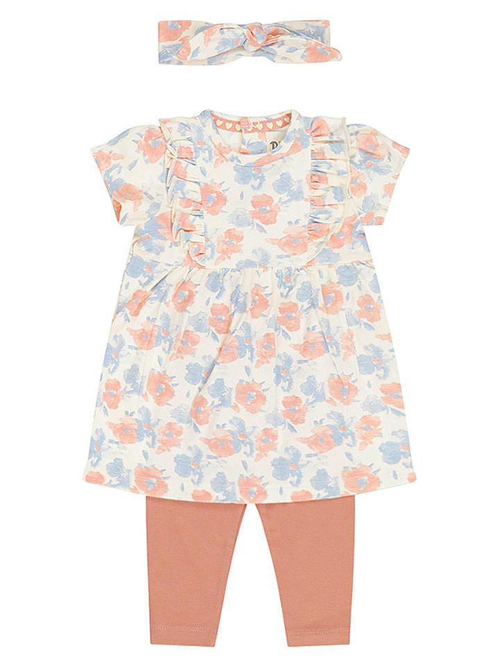 3-delige outfit oranje/lichtblauw