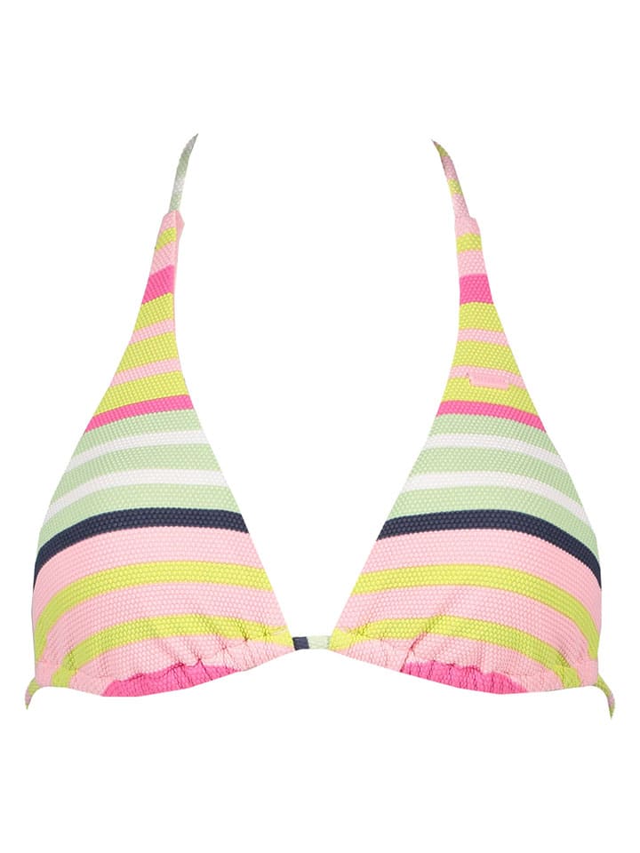 Bikini-Oberteil "Stripe Soul" in Gelb/ Grün/ Rosa