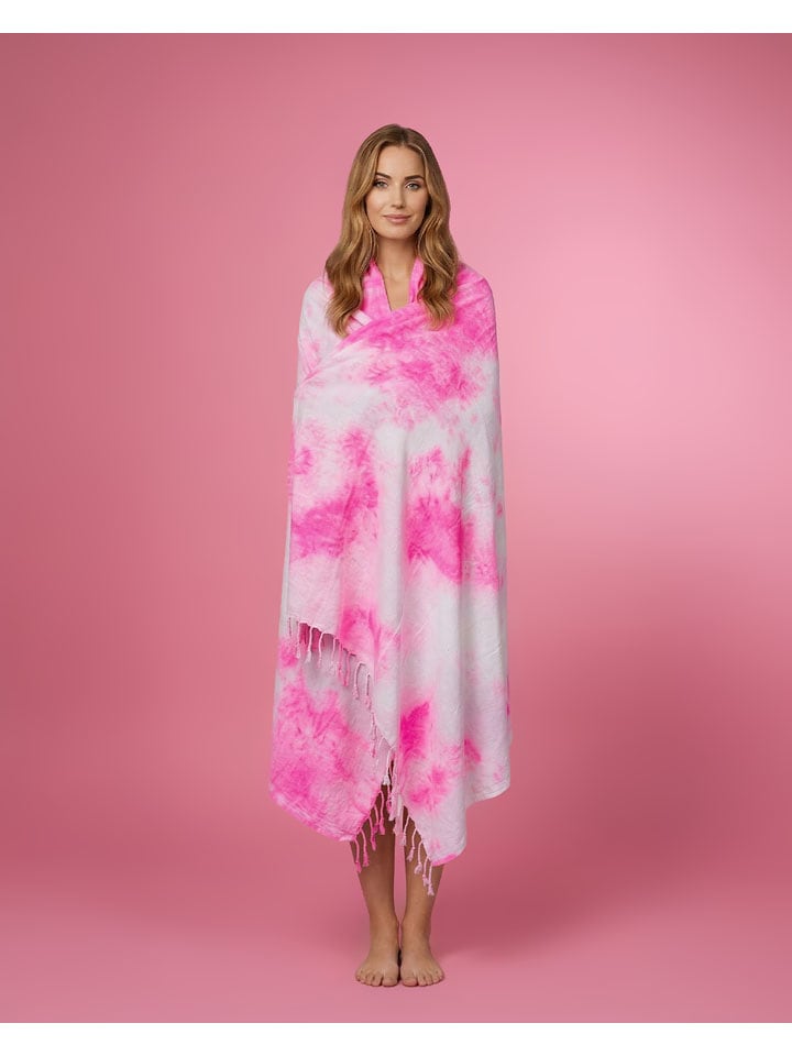 Strandtuch "Towel To Go - Laguna Neon Tie Dye" in Pink - (L)180 x (B)100 cm