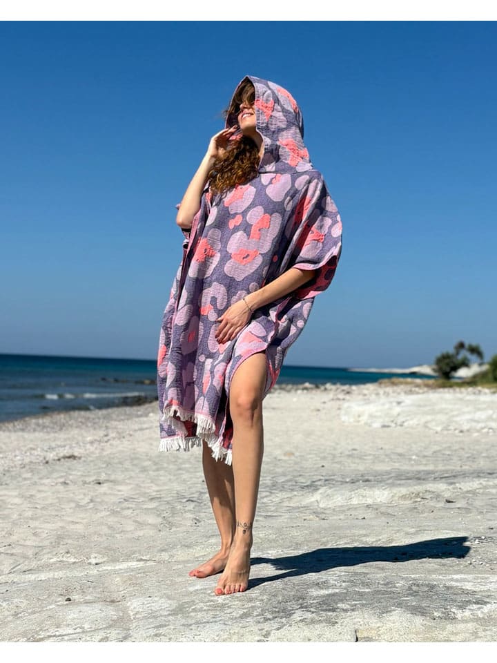 Poncho "Towel To Go - Neon Safari" in Lila - (L)180 x (B)100 cm