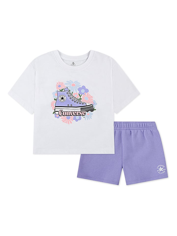 2tlg. Outfit in Weiß/ Lila