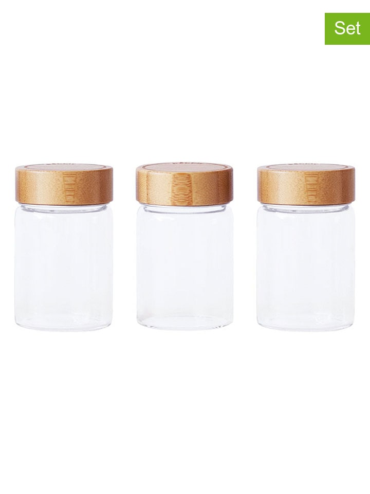 3er-Set: Gewürzgläser in Transparent/ Hellbraun - 75 ml