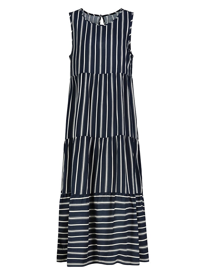 Kleid in Dunkelblau/ Weiß