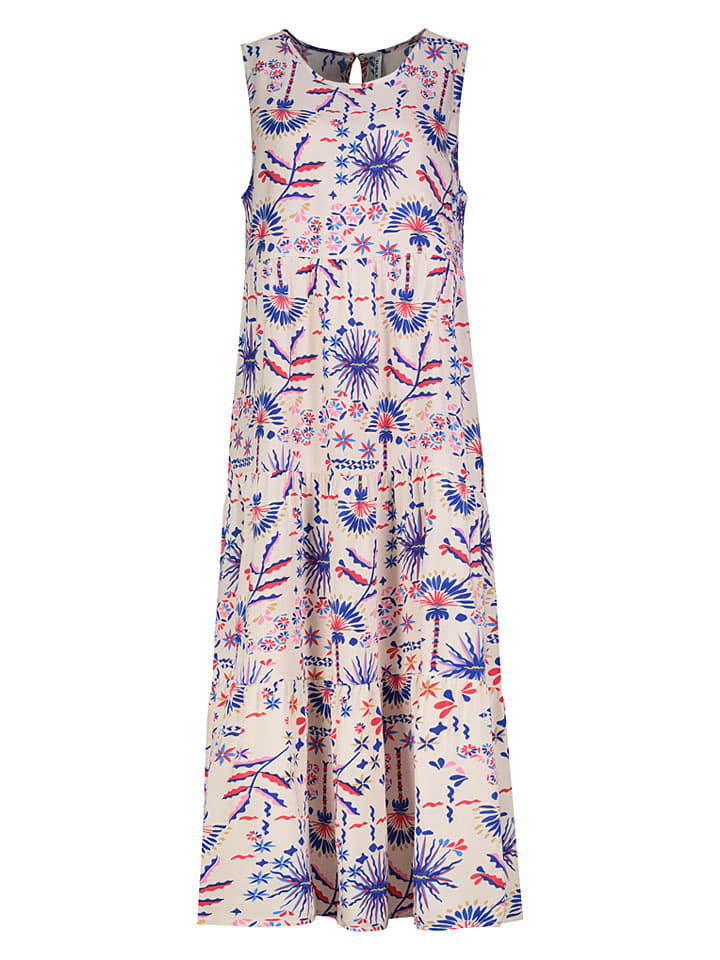 Jurk zandkleurig/blauw