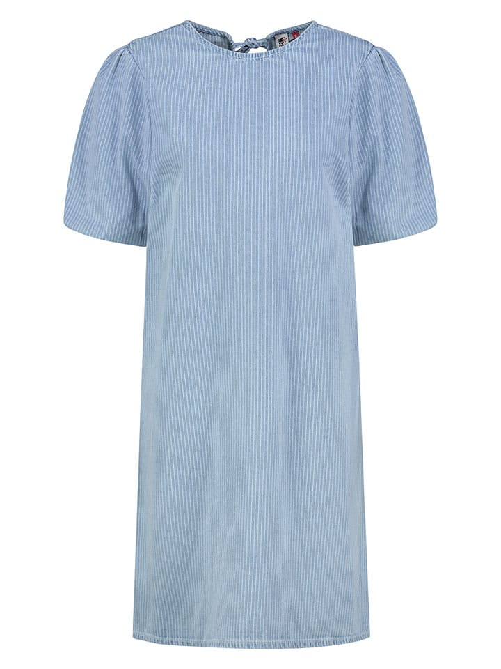 Kleid in Hellblau/ Weiß